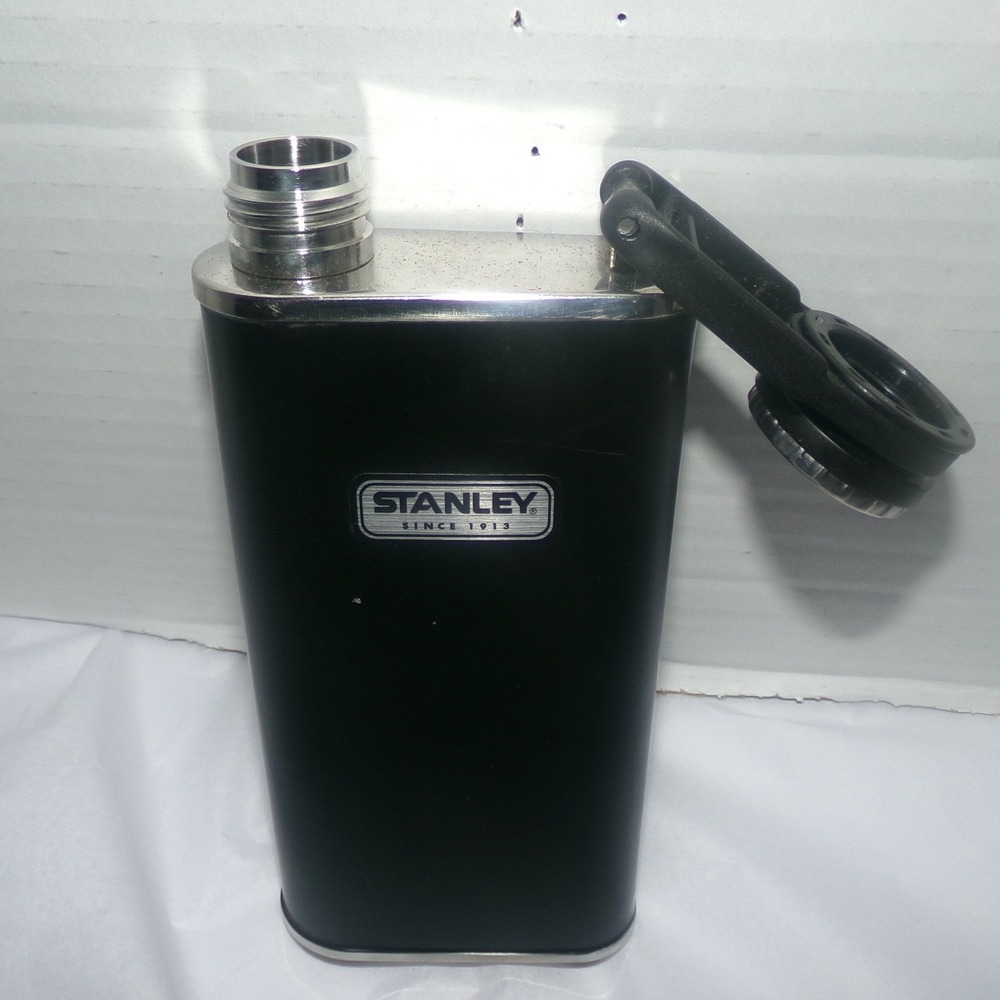 Stanley Classic Wide Mouth Flask 8oz Matte Black KUOW 94.9 Radio Graphic Steel